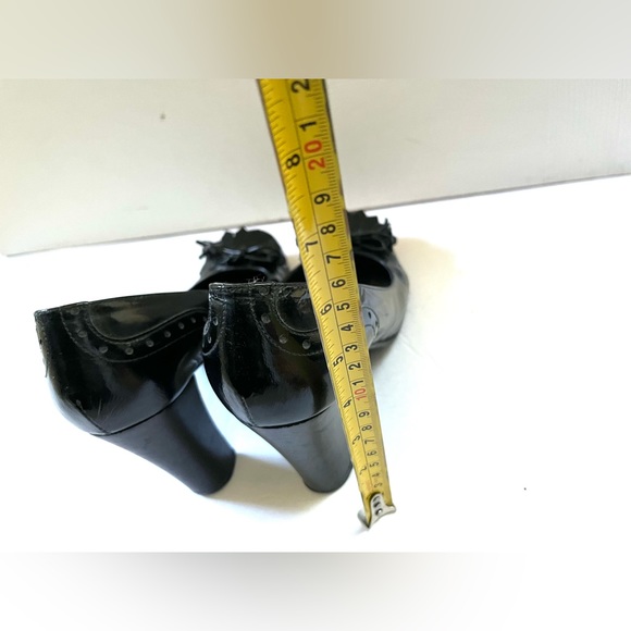 Shiny black real patent leather loafers with tassel & bow comfy block heels Eu39 - Picture 16 of 16